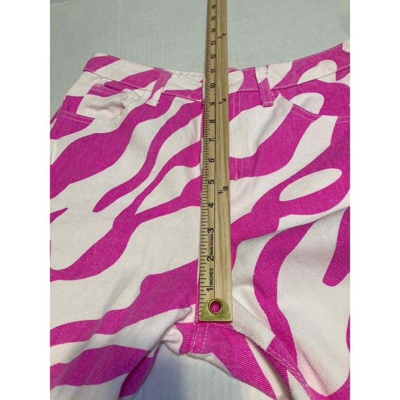 SHEIN Women S Pink White Zebra Print High Waisted Straight Leg Jeans - Picture 8 of 8